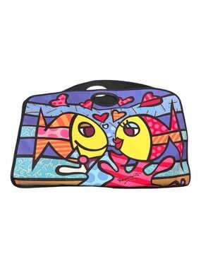 Colorful Romero Britto Style Fish Tote Bag Yellow & Multicolor Beach